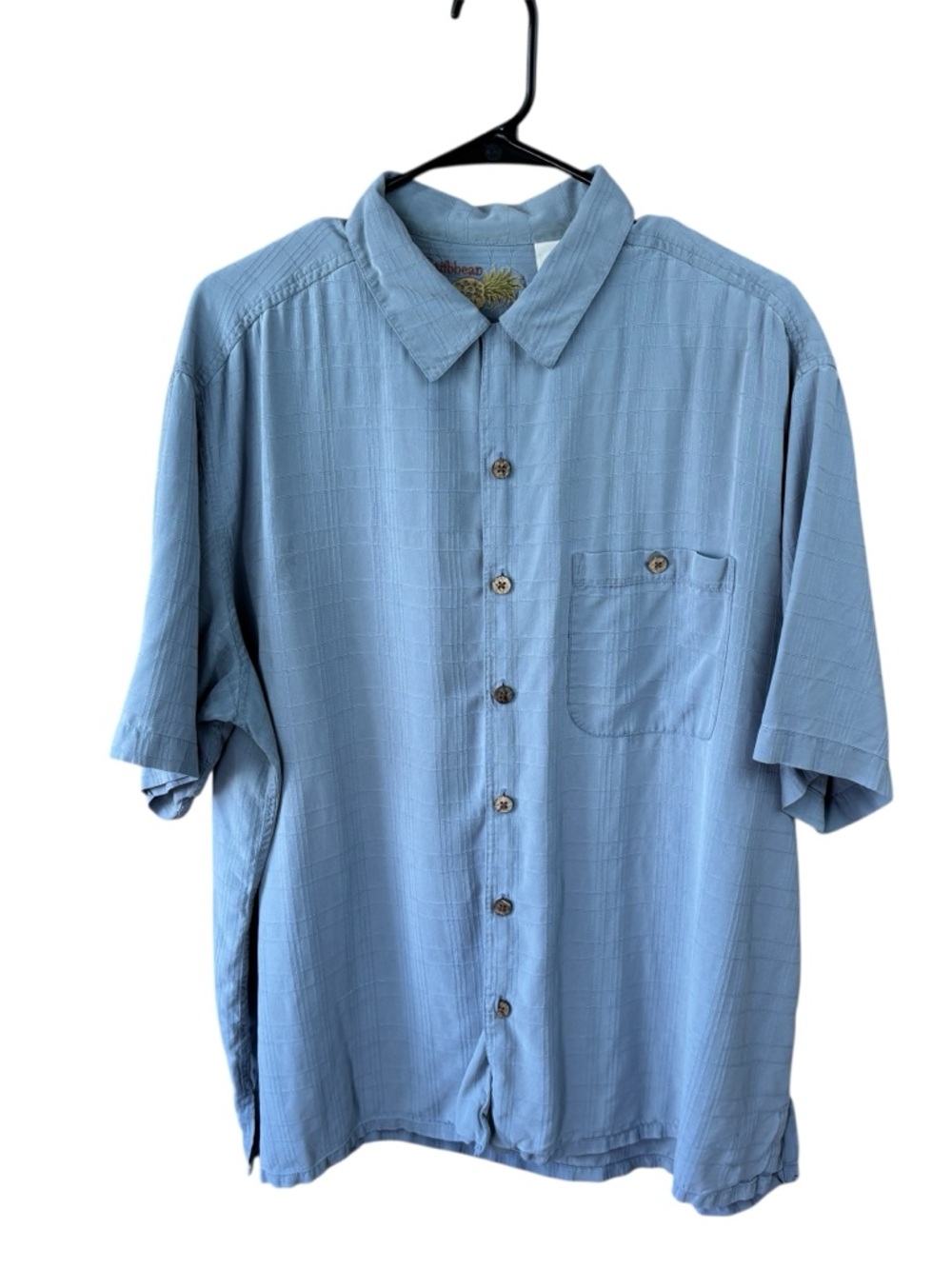 Caribbean silk men’s shirt, size XL, party, beach, easy care, summer, dressy